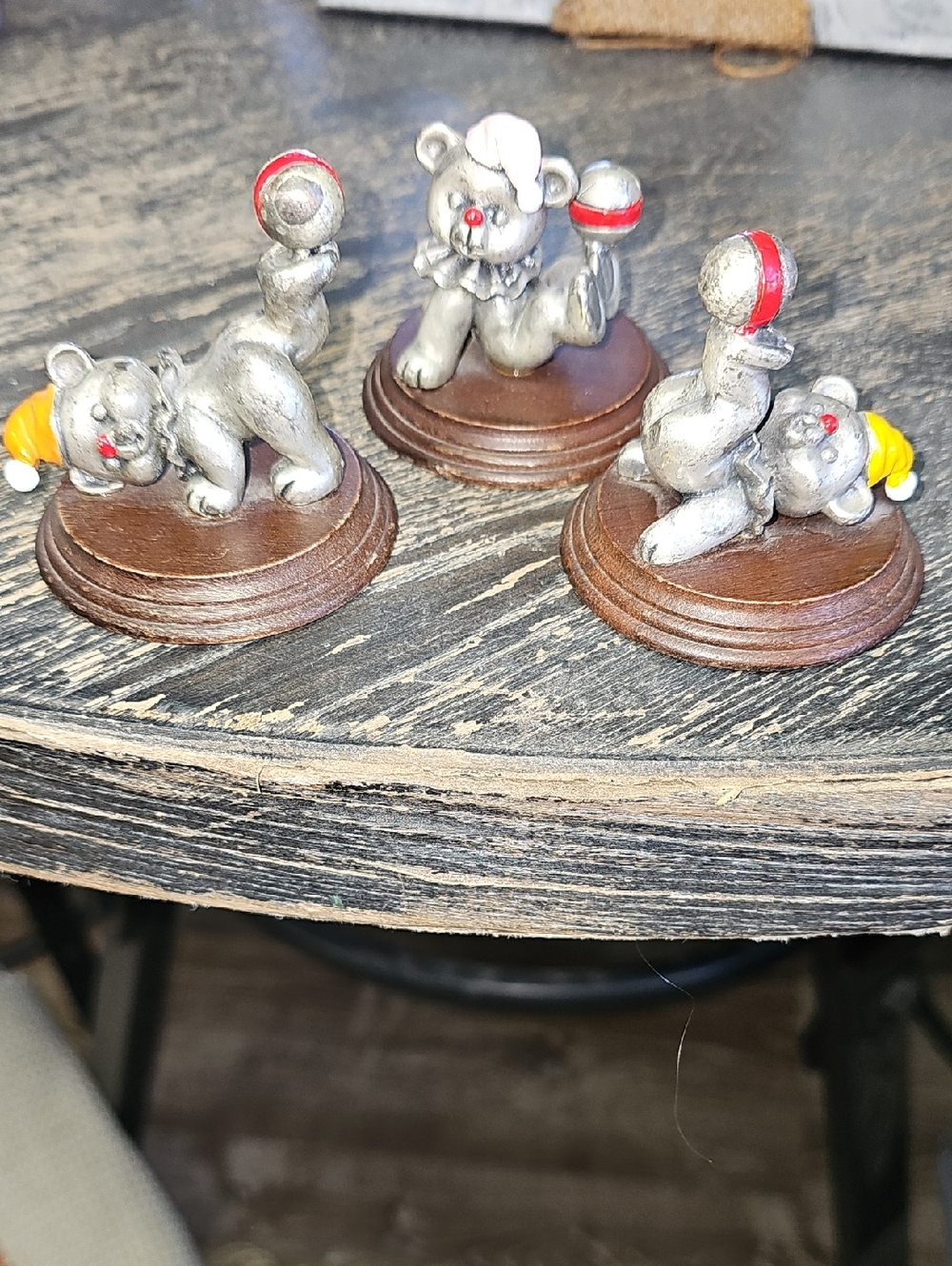 George Good Set Of 3 Pewter Clown Bears